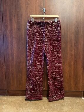 Costume National Burgundy Velvet and Wool Trousers